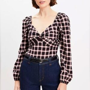 LOFT Plaid Sweetheart Blouse